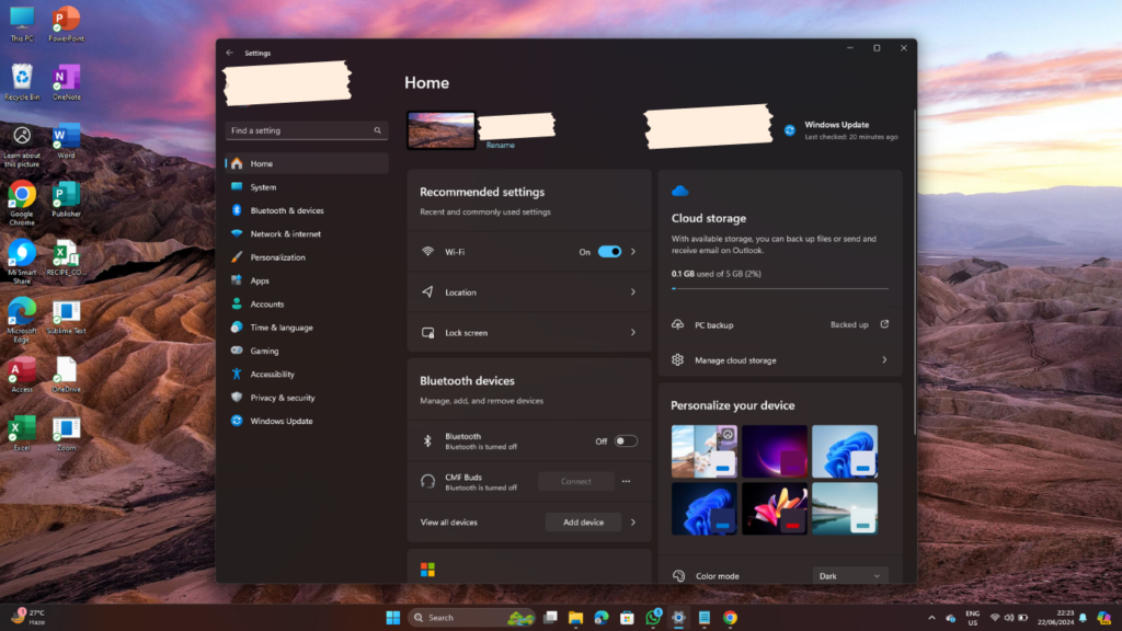 windows 11 setting open 