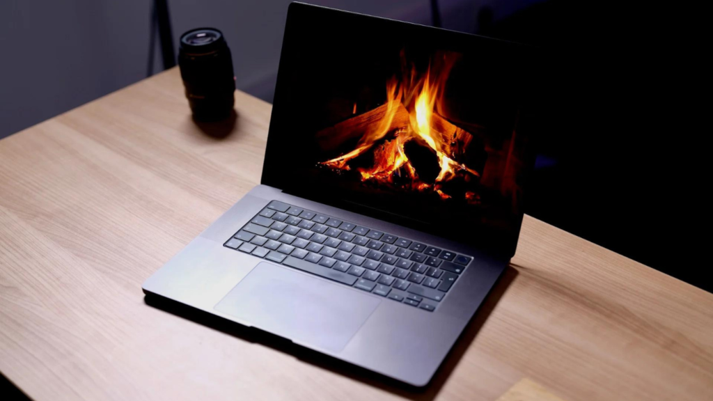 a macbook on a table