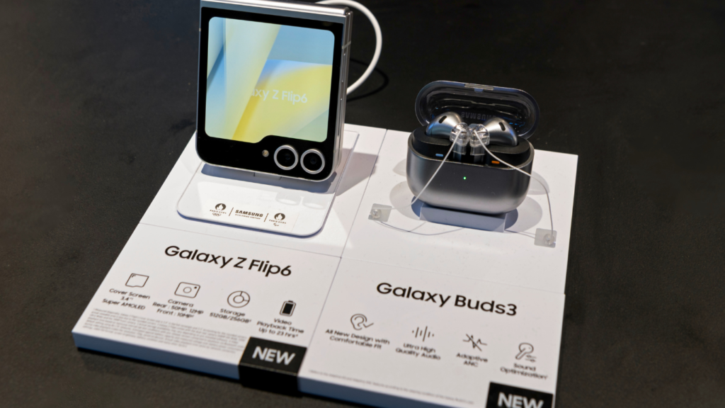 Samsung Galaxy Z Flip6 and galaxy buds 3